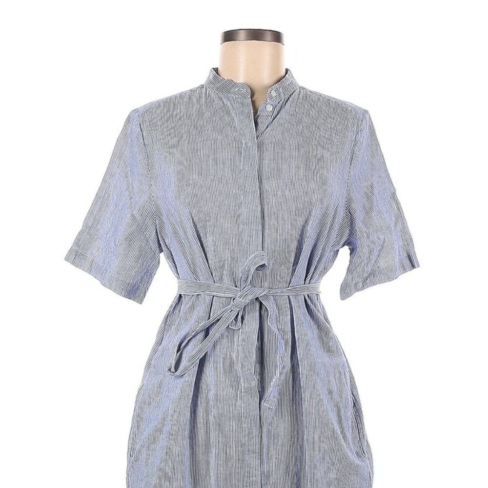 Birds of Paradis by Trovata Linen/Cotton Blue & White Casual Shirtdress Size M